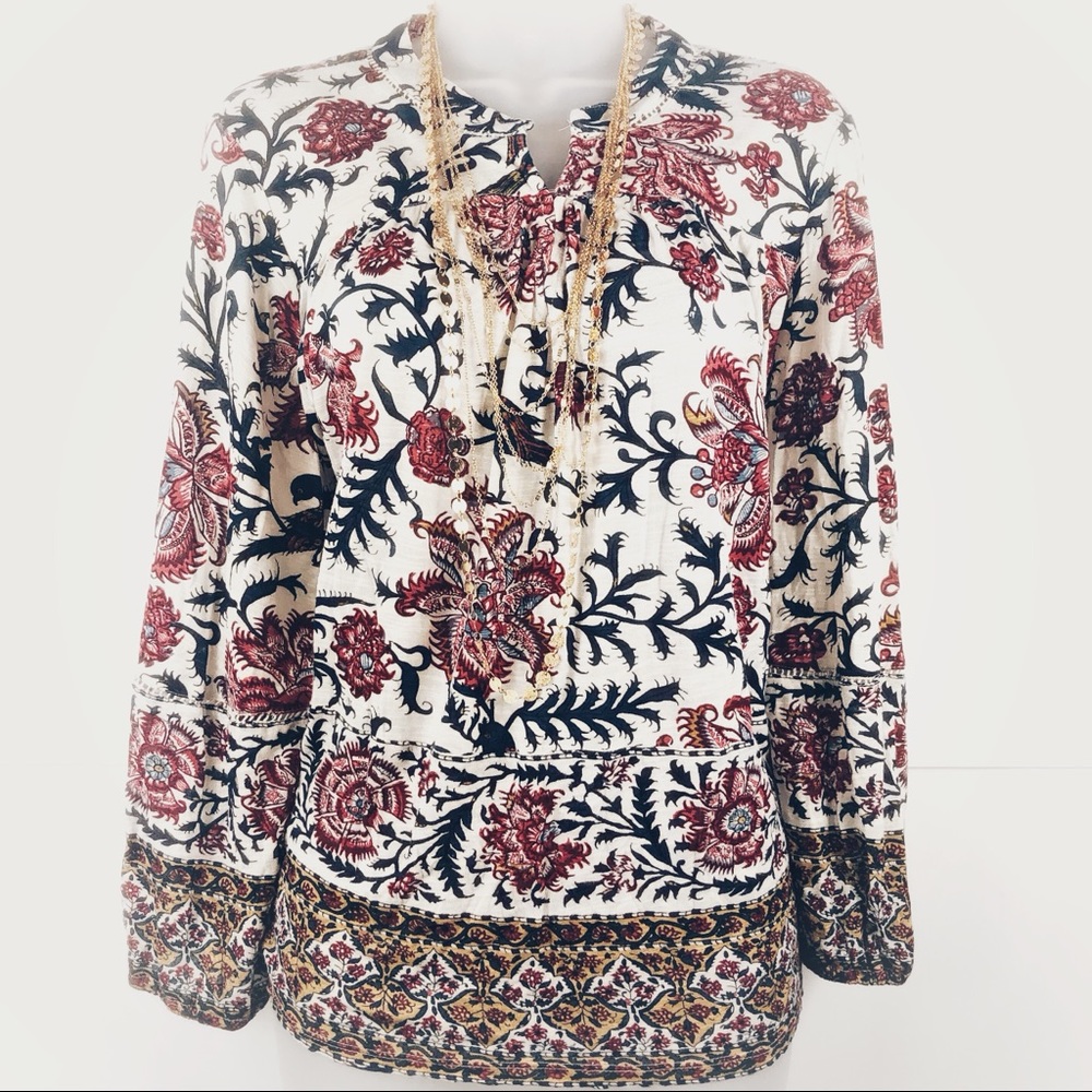 Lucky Brand floral printed top boho style XL